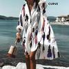 Women's Loose Fit Midi Shirt Dress with Notched Collar for Casual Fashion