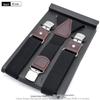 European-Style Plaid Suspenders with Leather Accents and Three-Clip Design