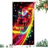 Santa Front Door Cover 3x6ft UV Fluorescent Christmas Decorations Front Door Holiday Background For Garage Porch Entrance