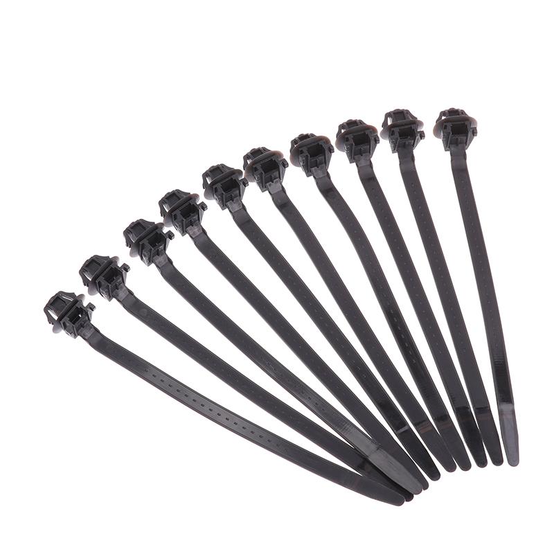 10Pcs Nylon Plastic Vehicle Motocycle Cable Tie Car Wiring Harness Retainer Clip Push Mount Auto Fasteners Black Color