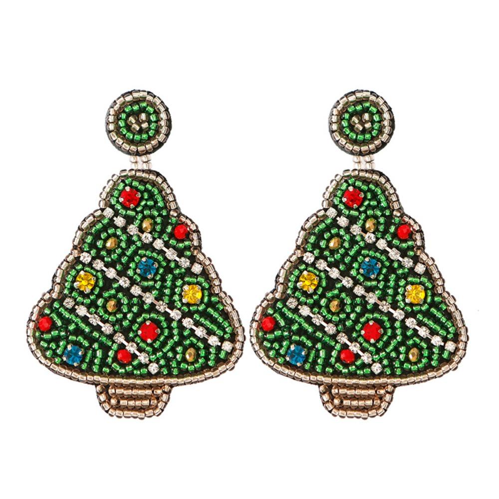Christmas tree Merry Christmas Earrings Santa Claus Boots Ear Stud Handmade Beaded Ear Drop  Woman