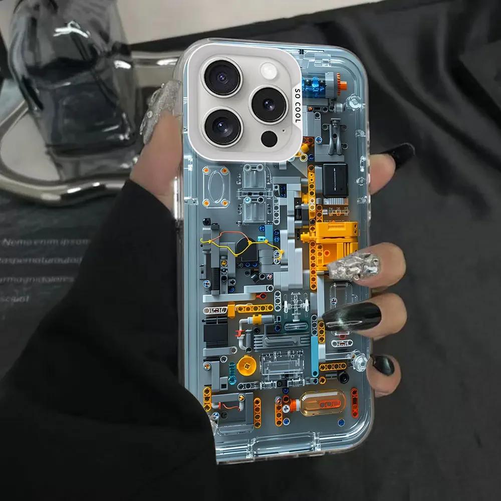 Advanced Circuit Board Phone Case for IPhone 11 12 13 14 15 16 Pro Max X XS MAX XR SE2 7 8 Plus Colored Silver Hard Cover Fundas