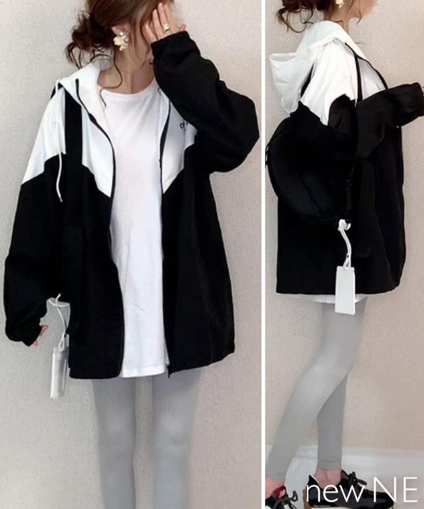 Newne Blouson Jumper Color Scheme Switching Nylon Track Outdoor Zipper Hoodie Jacket Work Outdoor Work Wear Front Opening Harajuku Style Thin Overcoat