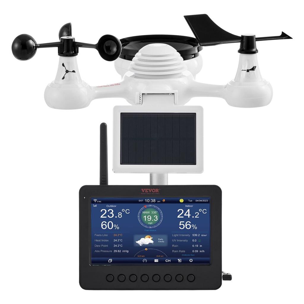 7-in-1 Wi-Fi Weather Station 7 in TFT Display Wireless Outdoor Sensor