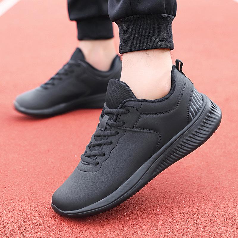 Autumn Lightweight Leather Men's Shoes Soft Sole Cushioning Travel Casual Shoes Running Fitness Sports Shoes Foreign Trade 2025