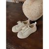 Cowhide version~ Versatile round head casual sports board shoes inner height increase thick sole old white shoes women