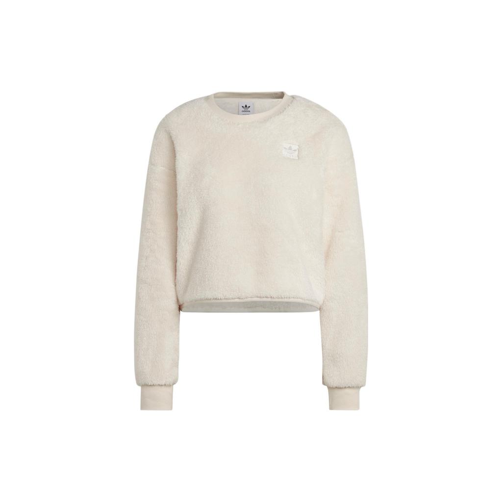 Adidas Originals Solid Logo Embroidered Crewneck Sweatshirt Women Sweatshirt White IC2259