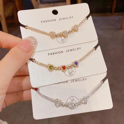 Exquisite Gold-Plated Zircon Heart Bracelet: Versatile, Luxury Bangle for Women