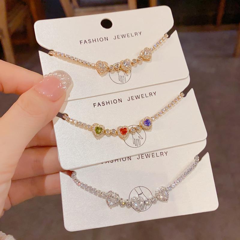 Exquisite Gold-Plated Zircon Heart Bracelet: Versatile, Luxury Bangle for Women