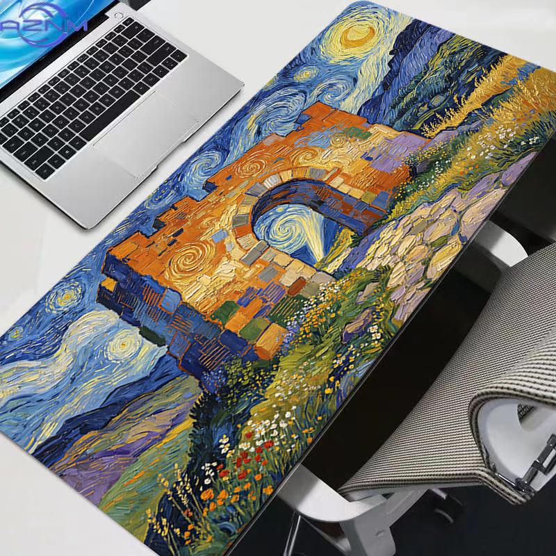 Large Gaming Mouse Pad Anime Pc Abstract Oil Painting Computer Gamer Desk Mat For Cs Go Lol Xxl Laptop Kawaii Mousepad