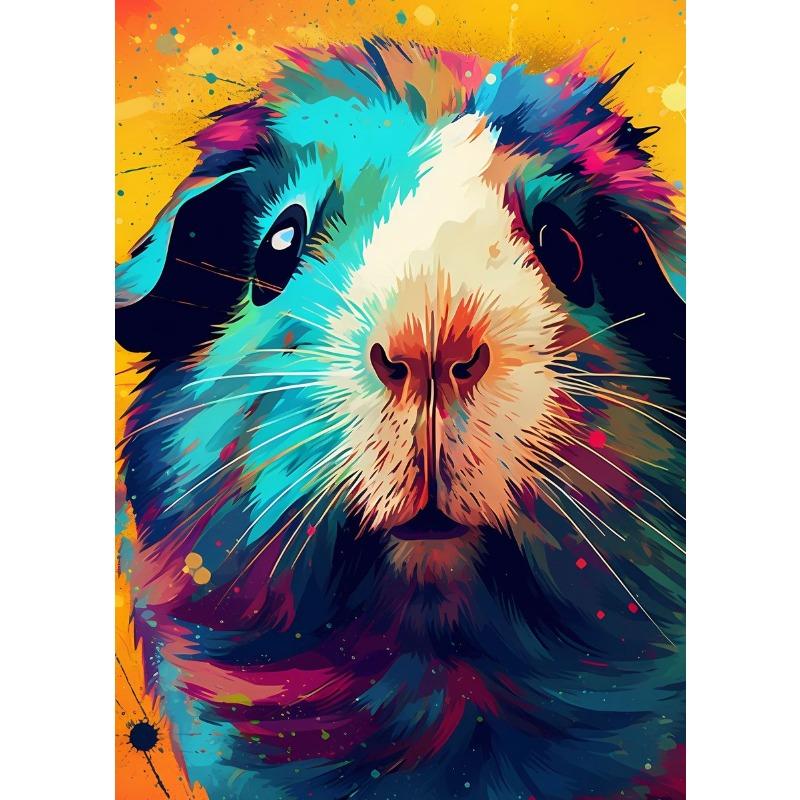 Abstract Colourful Cute Animal Guinea Pig Poster Print Modern Canvas Painting Wall Art for Living Room Home Decor Mural