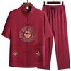 Men's Chinese Style Ice Silk Short Sleeve Tang Suit Set