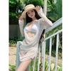 Women's 2024 Japanese-Inspired Three-Piece Swimsuit Set: Stylish Bikini with Long Sleeve Cover-up