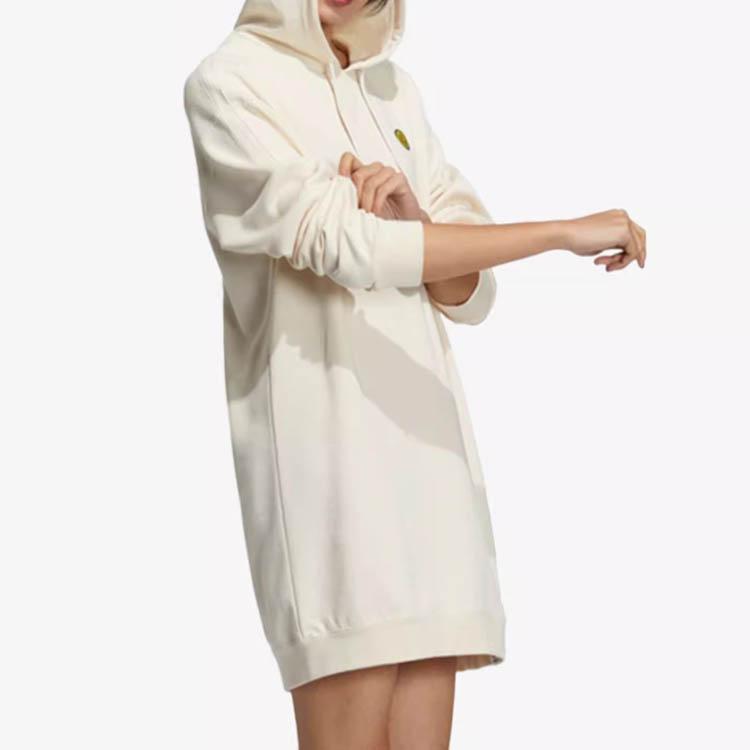 Adidas Neo Solid Color Casual Simple Fashion Hooded Breathable Long Sleeve Dress Women Dresses White H45526