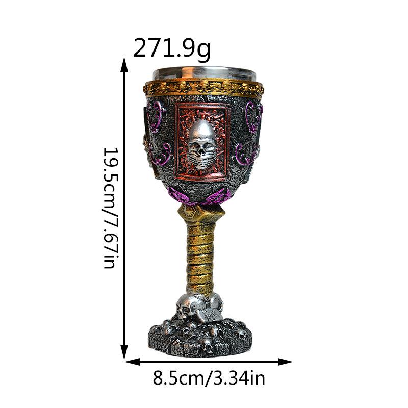 3D Stereoscopic Spooky Skull Resin Goblet Premium Stainless Steel Perfect for Pub Bar Drinkware Halloween Horror Themed Gift