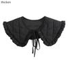 Women Girls Vintage Lolita False Fake Collar Shawl Sweet Ruffles Lace-Up Bow Decorative Necklace Choker Short Poncho