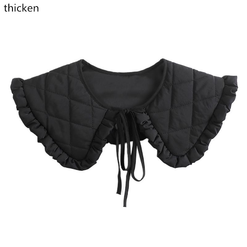 Women Girls Vintage Lolita False Fake Collar Shawl Sweet Ruffles Lace-Up Bow Decorative Necklace Choker Short Poncho
