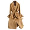 Womens Double-Sided Wool Coat Oversized Longline Trench Style Knee-Length Loose Fit British Elegant Winter Outerwear