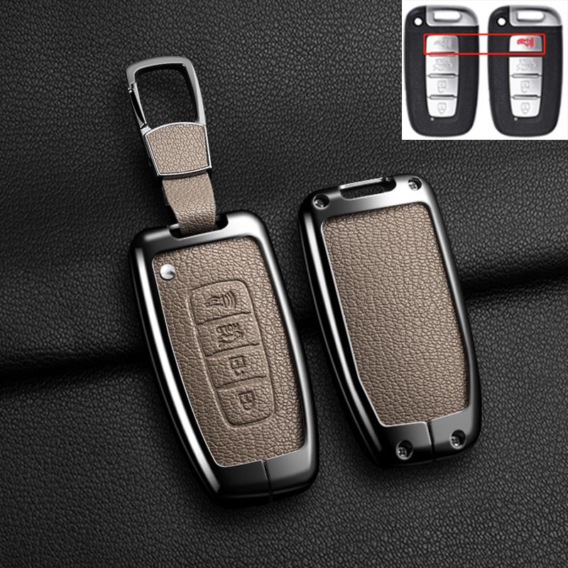 Car Remote Key Case Cover for Hyundai Genesis Coupe Sonata Ix35 for KIA Forte Sportage K2 K5 New Alloy Leather Auto Accessories