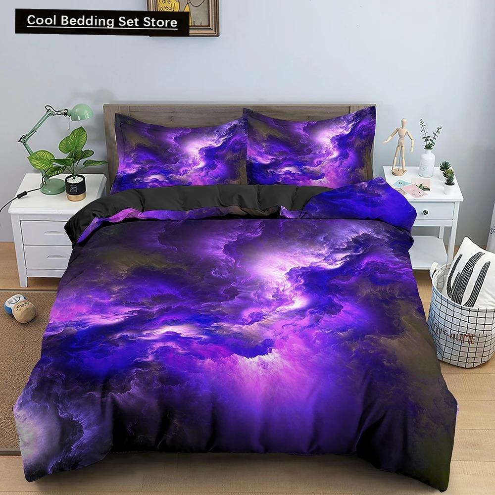 Starry Sky King Queen Duvet Cover Colorful Galaxy Bedding Set Outer Space 23pcs Quilt Cover Glitter Polyester Comforter Cover
