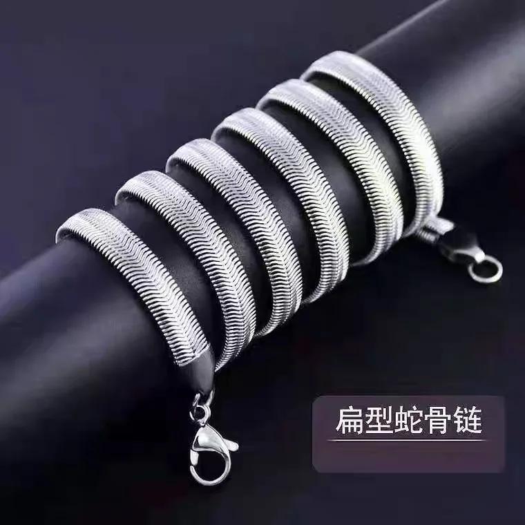 Hot Luxury Designer 925 Sterling Silver Men's 6MM Flat Snake Bone Chain Necklace for Women Wedding Party Fashion Jewelry Gifts