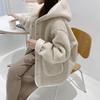 Doppelseitiger Lammfellmantel für Damen im Herbst und Winter Neuestes Kleines Pelz-integriertes Fleece-Oberteil Mit Kapuze