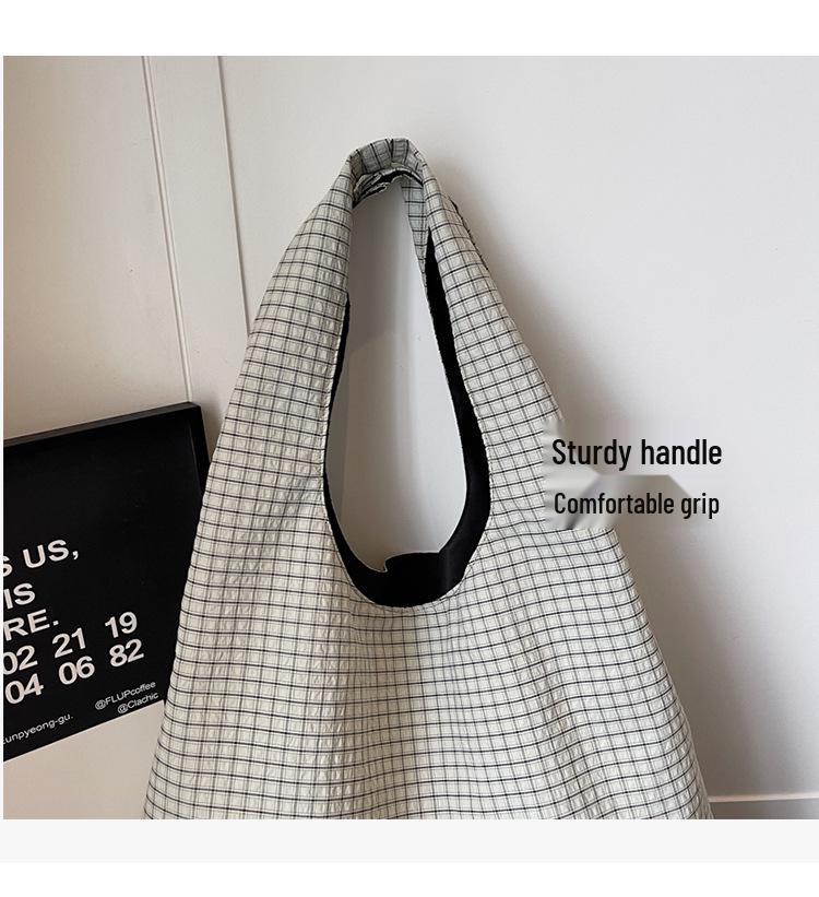 Summer Plaid Large-Capacity Women's Tote Bag - Lightweight, Artistic, Versatile Handbag for Daily Commute
