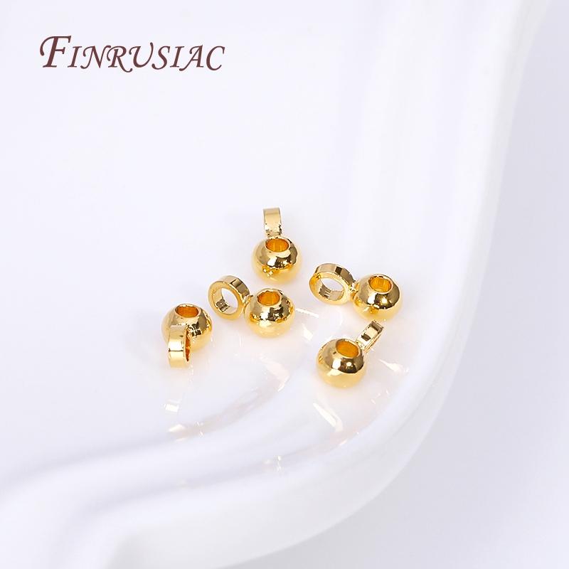 18K Gold Plated Mini 2.5mm Beads Pendant Bail Bead For DIY Jewelry Making Supplies
