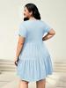 European & American Women's Solid Color Ruffle Hem Short Sleeve T-shirt Dress, Casual Fashion (2026)