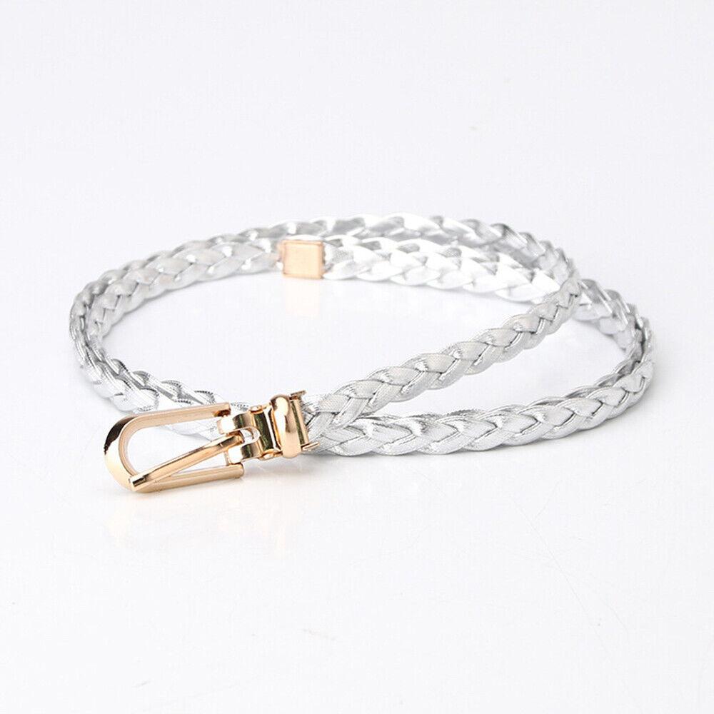 Braided PU Leather Belt Women Thin Waist Belt Dress Coat Decorative Waistband
