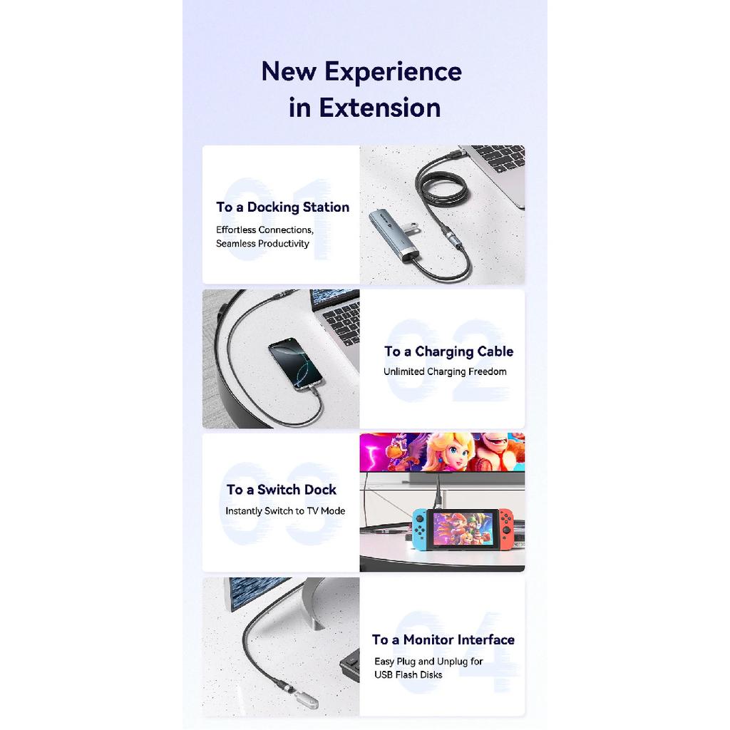 Vention USB C Extension Cable 10Gbps Type C Extender Cord Thunderbolt 3 for Xiaomi Nintendo Switch USB-C 3.2 USB Extension Cable