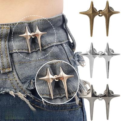 Adjustable Waist Buckle Cross Star Shape Jean Buttons Pins Detachable Metal Buttons Waist Tightener Clothing Accessories