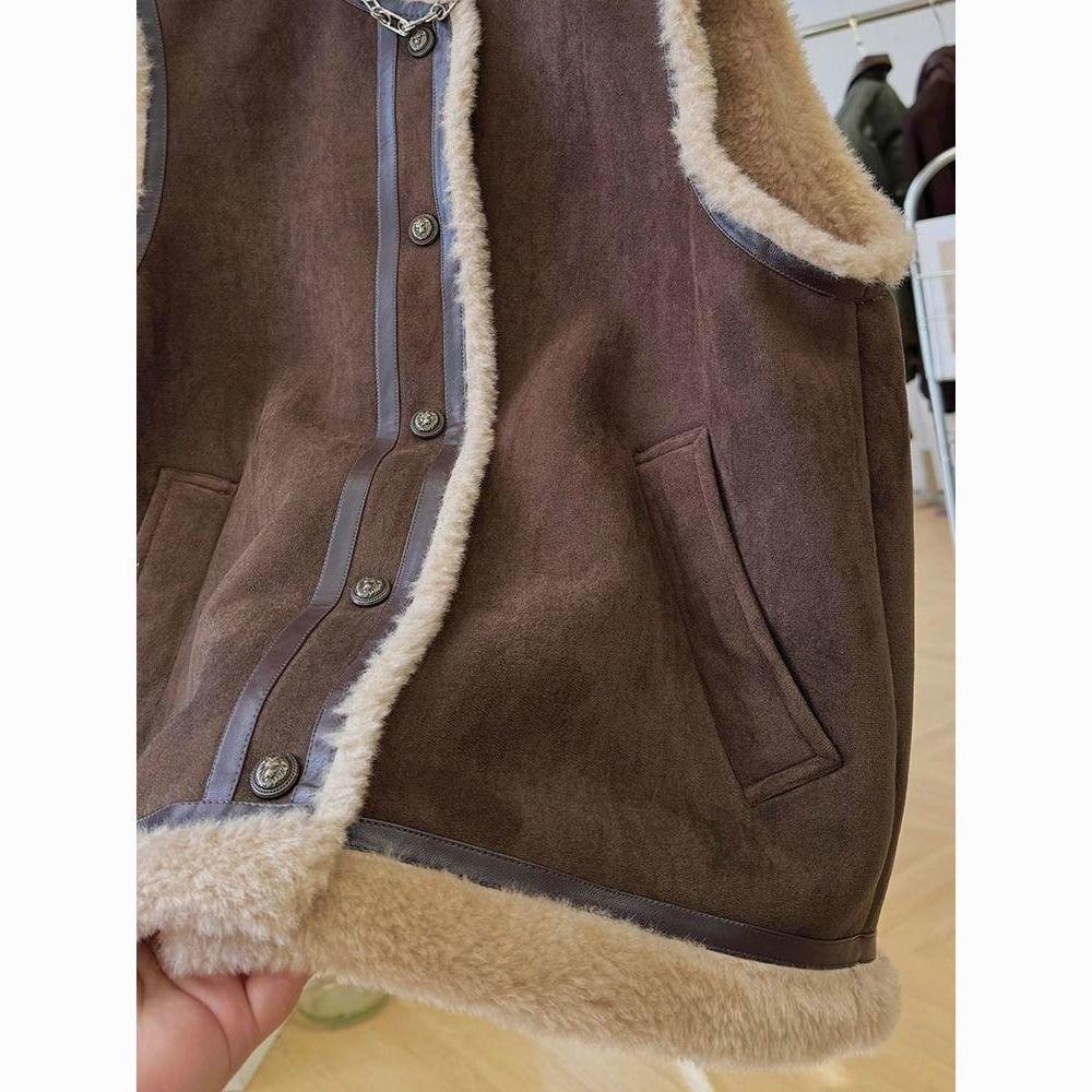 Women's Fall/Winter Korean-Style Vest-Style Sleeveless Jacket with Buttons