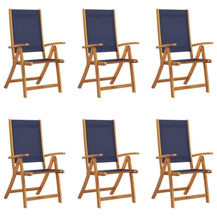 VidaXL Folding Garden Chairs Set of 6 Acacia Wood and Textilene, Garden Chair, Outdoor Seat, Chair of 3279242