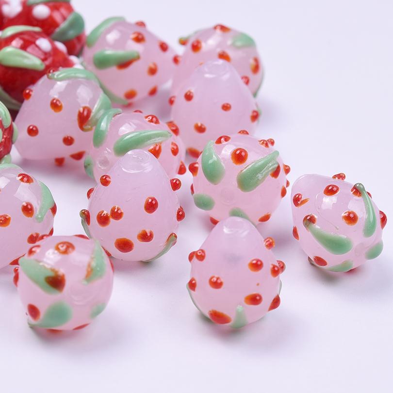 6pcs Mix Glass Fruit Pendant 3D Enamel Strawberry Charm For Jewelry Making Bracelet Anklet Necklaces DIY Beads Pendant Findings