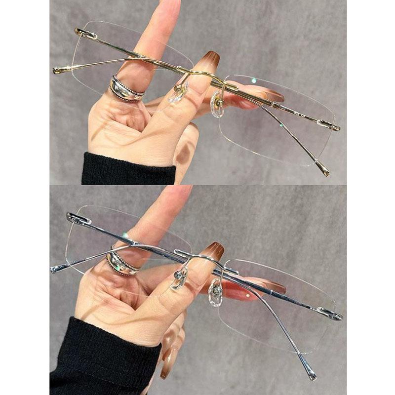 Popular Frameless Elegant Women's Myopia Glasses Ultra Light Neutral Gold Wire Small Frame Anti Blue Light Glasses