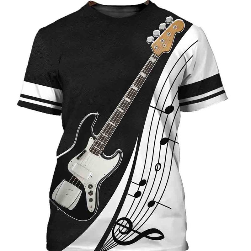 Vintage Guitar 3D Print Mens Funny Designer Clothes Summer Fashion T-shirt Kids Round Neck Short Sleeve Tees Tops