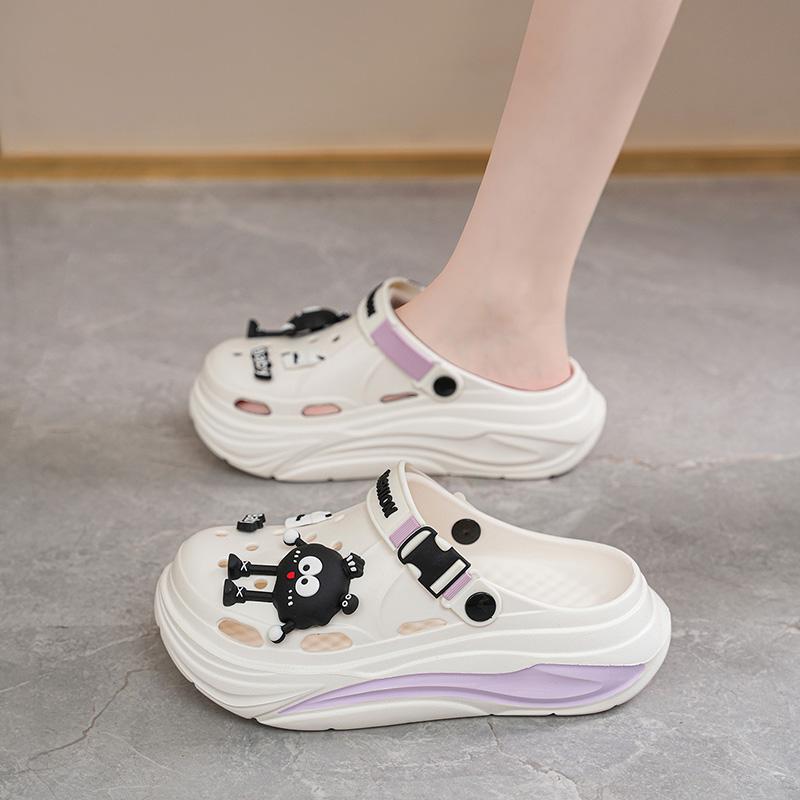 Clogs Sandals Women Garden Shoes Summer Outdoor Slides Black White Minimalism EVA Rubber Outside Beach Shoes