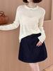 Juzhi Korean Retro High Waist Denim A-Line Short Skirt