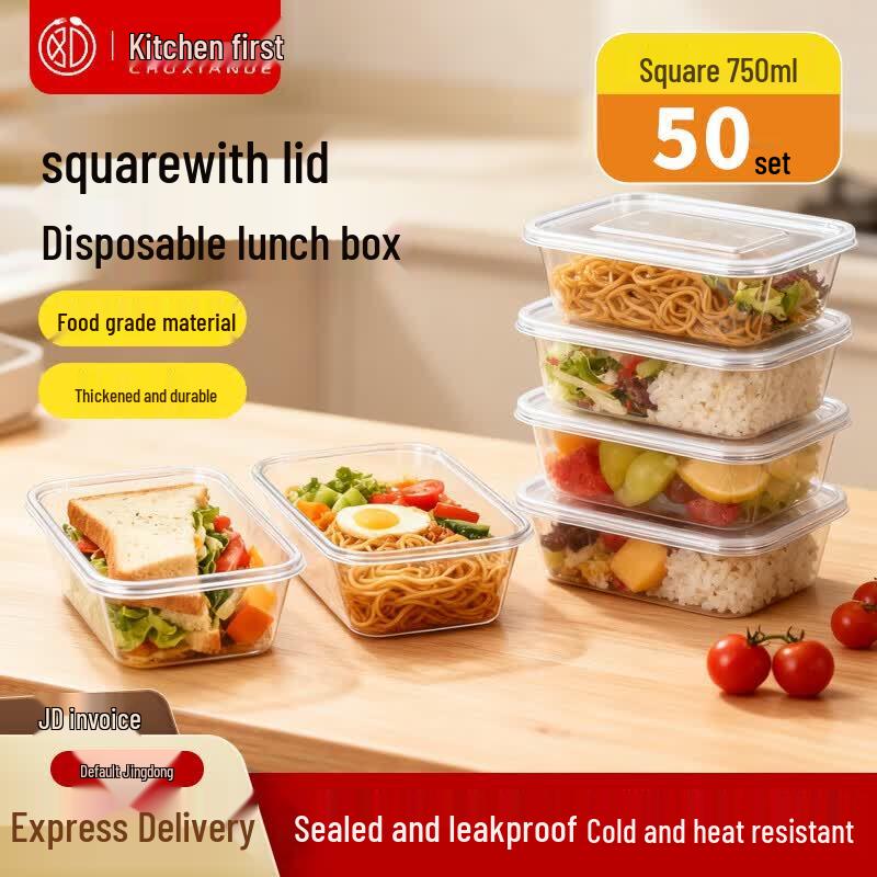 Disposable Microwaveable Rectangular Food Containers with Lids