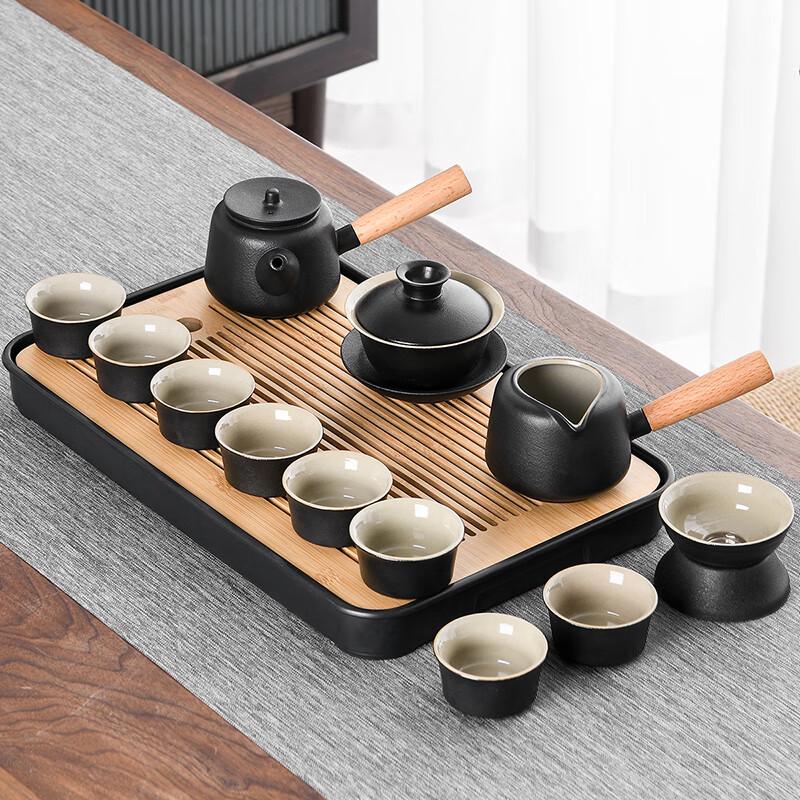 Lenore Black Pottery Tea Set