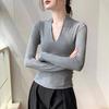 Würziges Mädchen Schlankmachendes V-Ausschnitt Langarm-Oberteil für Damen - Herbst/Winter-Kollektion 2025.