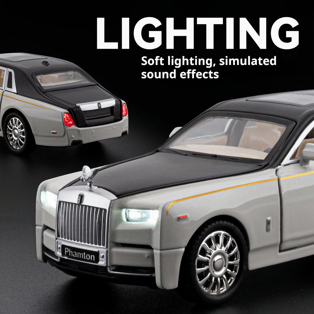 1:32 Rolls Phantom Luxury Sedan Exquisite Simulation Alloy Diecast Model Pull Back Toys Car Collectible Decoration Boys Gift