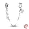 Real 925 Silver Stars & Moon Sunflower Safety Chains Spacer Beads Charms Fit Qikaola 925 Bracelets DIY Jewelry