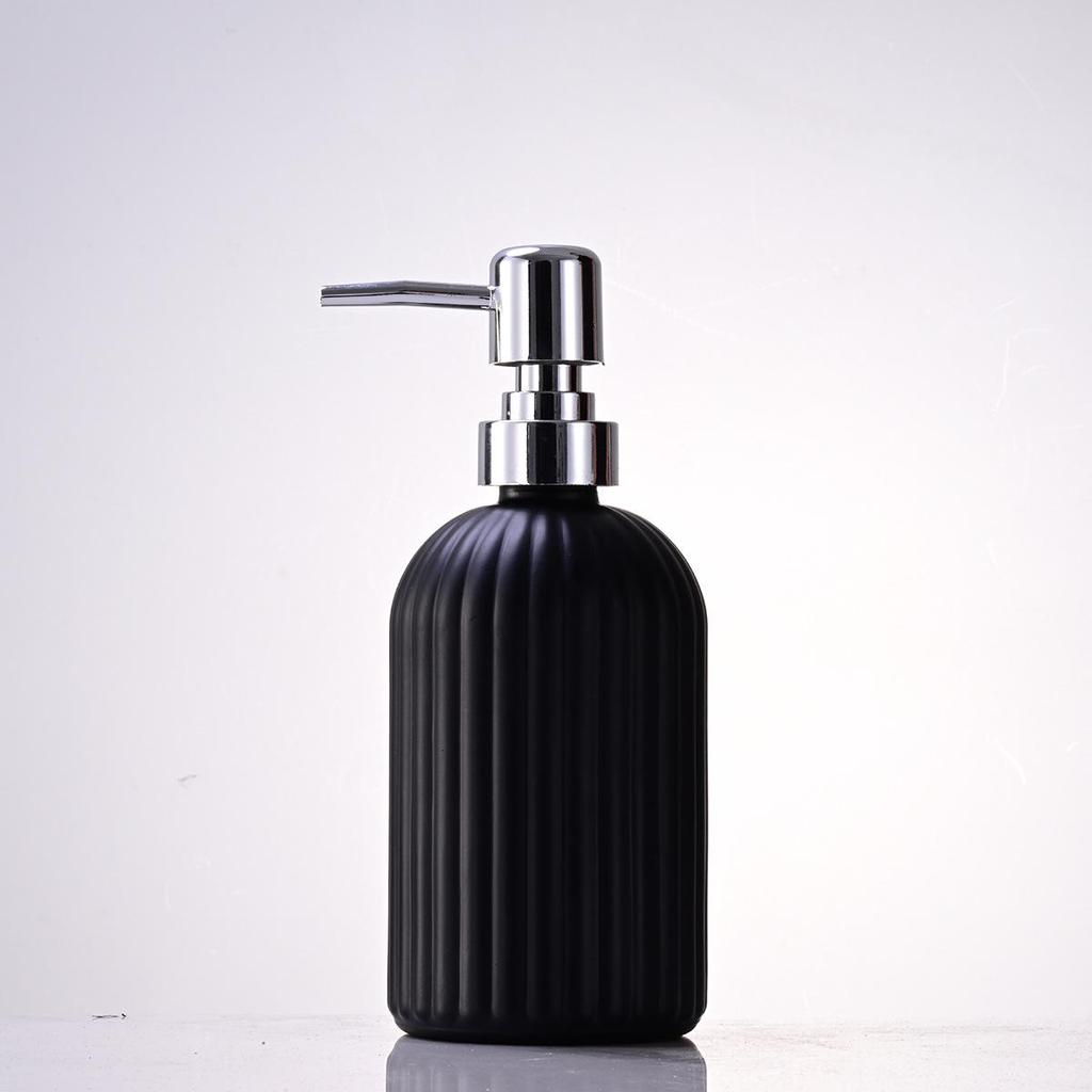 Nordic Large Capacity Vertical Stripe Glass Bottle for Hand Sanitizer, Shampoo, or Shower Gel