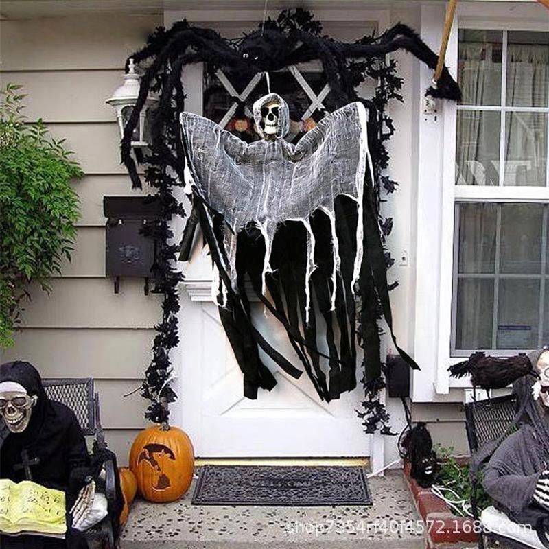 

Halloween Skull Gauze Ghost Face Decorations - Hanging Haunted House Doorway Ornaments