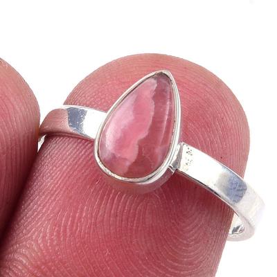 Natural Rhodochrosite Gemstone Handmade 925 Solid Sterling Silver Ring S.7 Q9A13
