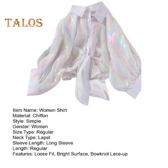 Cămașă de protecție solară pentru femei, cu rever, cu mâneci 3/4, cămașă curcubeu de culoare strălucitoare, cu papion la un singur piept Cămașă subțire din șifon