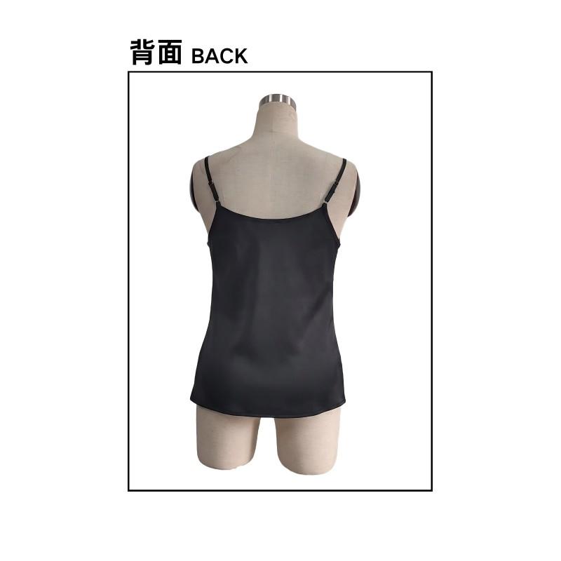 Black Lace V-Neck Sleeveless Satin Camisole Top Women Short Crop Sexy Chic Streetwear