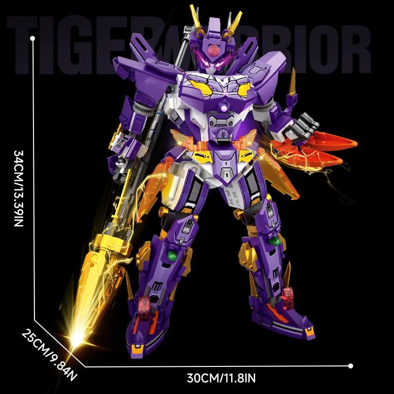 2 en 1 Guerrier Mecha Robot Transformable Blocs de Construction Super Héros Tigre Animal Briques Enfants DIY Jouet d'Assemblage Cadeau de Noël